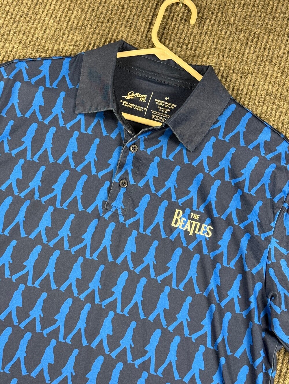 Section 119 Polo Mens M The Beatles Abbey Road All Over Print Golf Stretch